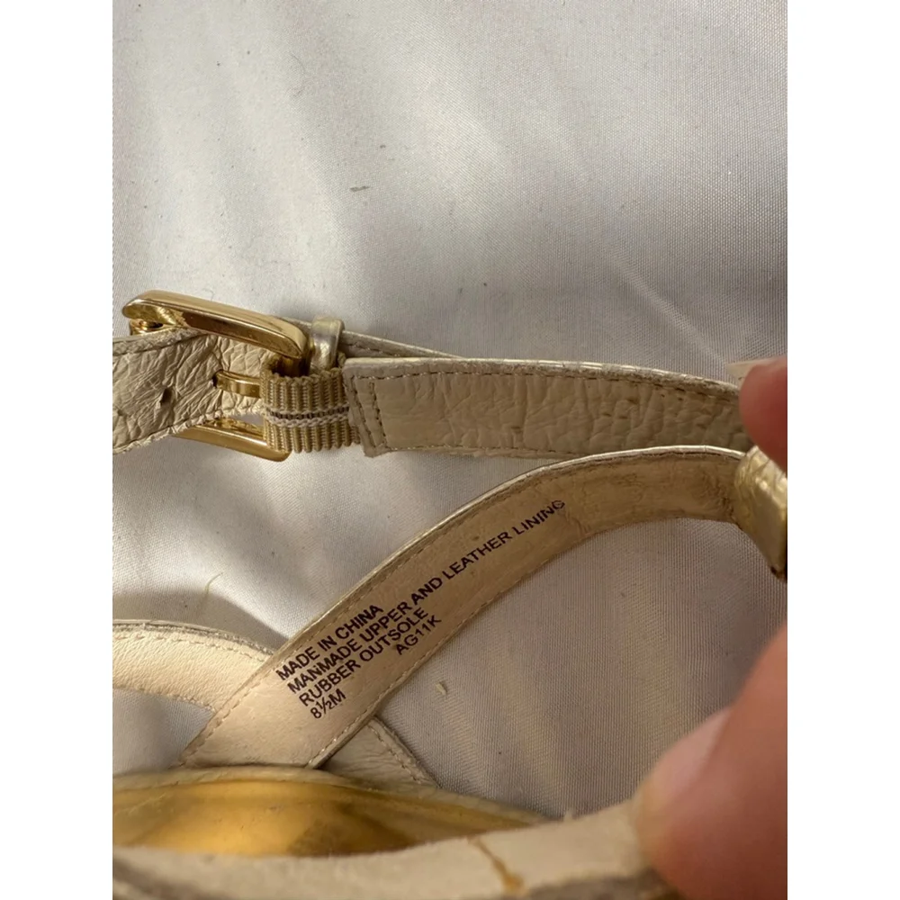 Women's Michael Kors Gold Espadrille Wedge Sandals 8.5